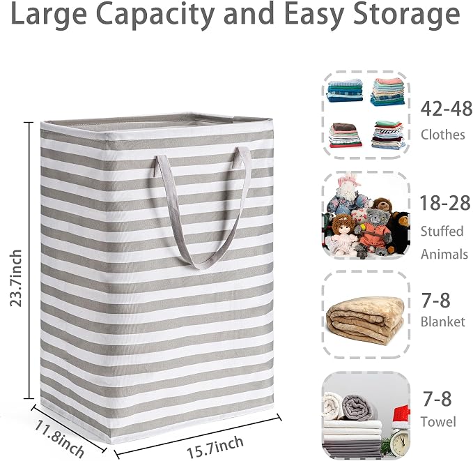 BOOMIBOO 2-Pack Large Laundry Basket, Waterproof Freestanding Laundry Hamper - Image 3