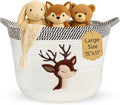 Deer Storage Basket for Nursery – Large 15”x11” Cotton Rope Bin by KeminaBlankets