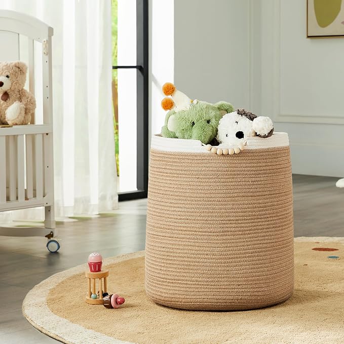 65L Woven Jute Laundry Hamper Basket - Image 3