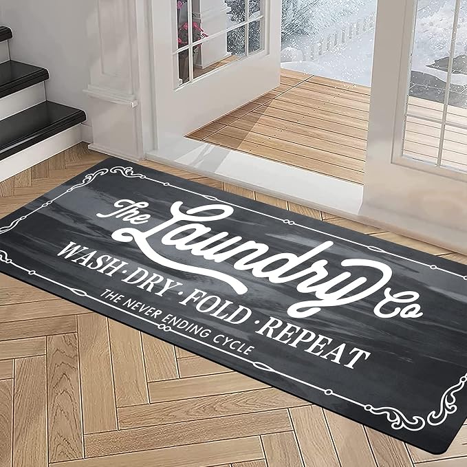 Pauwer Laundry Room Rug Runner 20"x48" Waterproof Rubber Laundry Mat Non Slip - Image 2