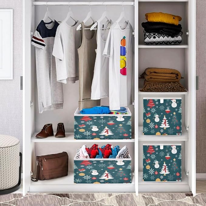 senya Large Storage Bins Christmas Pattern Snowflakes Collapsible Foldable - Image 7