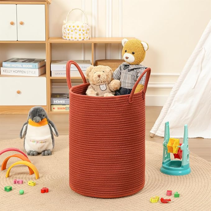80L Large Woven Laundry Basket Hamper, 100% Natural Cotton Rope, Handwoven & - Image 4