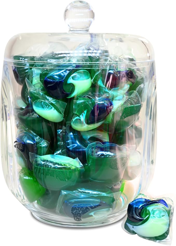 TidyFriend Clear Pod Container for Laundry Room, Glass Laundry Jar by Skywin