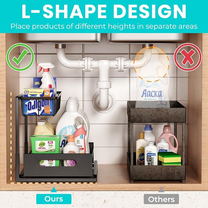 FUNFERY 2 Pack Under Sink Organizers and Storage, Pull-Out Cabinet Organizer - Image 3