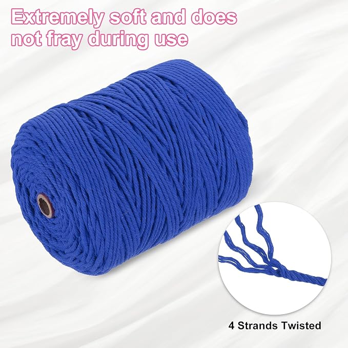 HARFINGTON Natural Macrame Cord 3mm x 328 Yards 4 Strand Twisted Cotton Macrame - Image 3