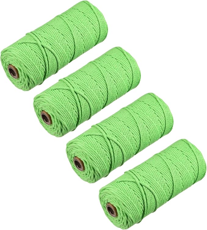 MECCANIXITY 4 Pcs Cotton Rope 4 Strand Twisted Braided Rope Cord, Bright Green by MECCANIXITY