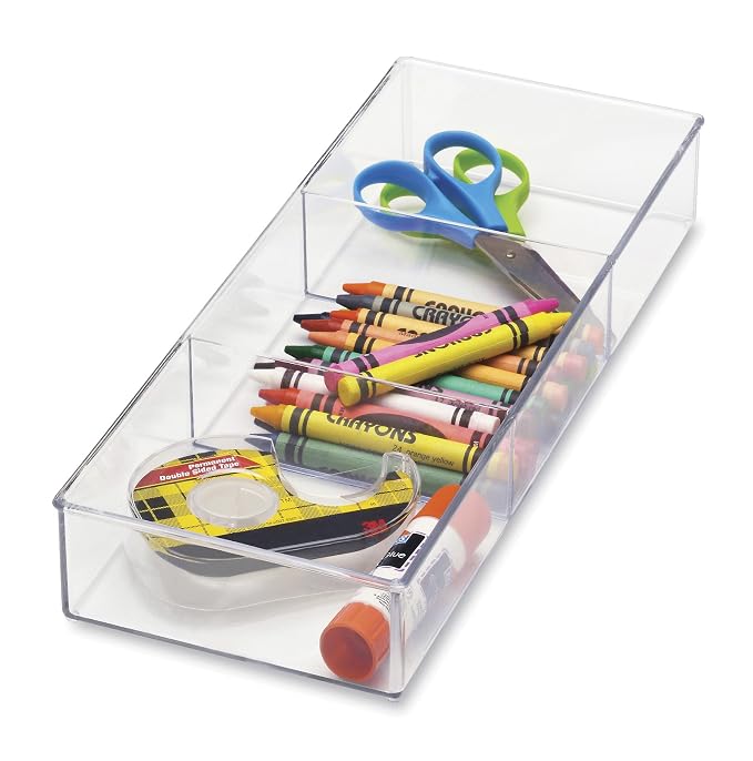 Whitmor 3 Section Small Easy Clean Clear Plastic Resin Drawer Organizer - Image 2