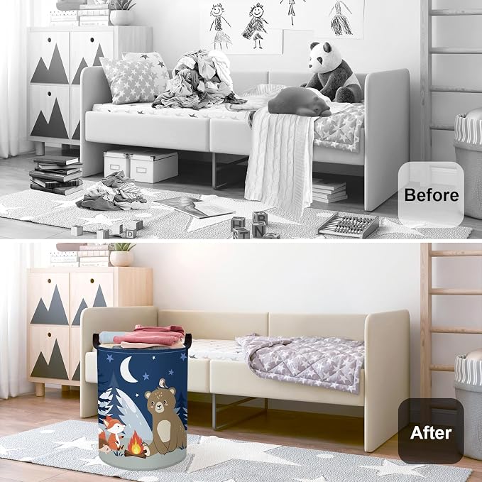 Night Camping Laundry Hamper Picnic Large Storage Basket Bonfire Collapsible - Image 2