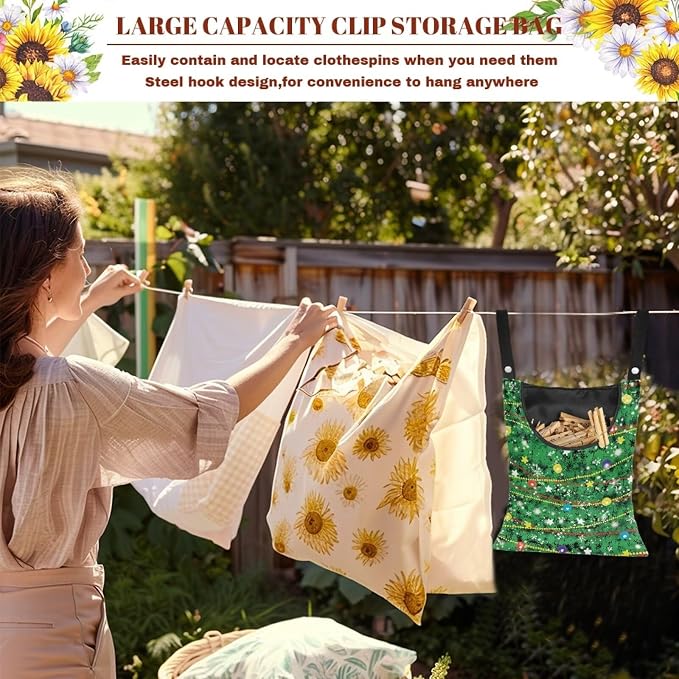 Christmas Tree Lights Clothes Pin Hanging Bag Clothespin Storage Bag Portable - Image 5
