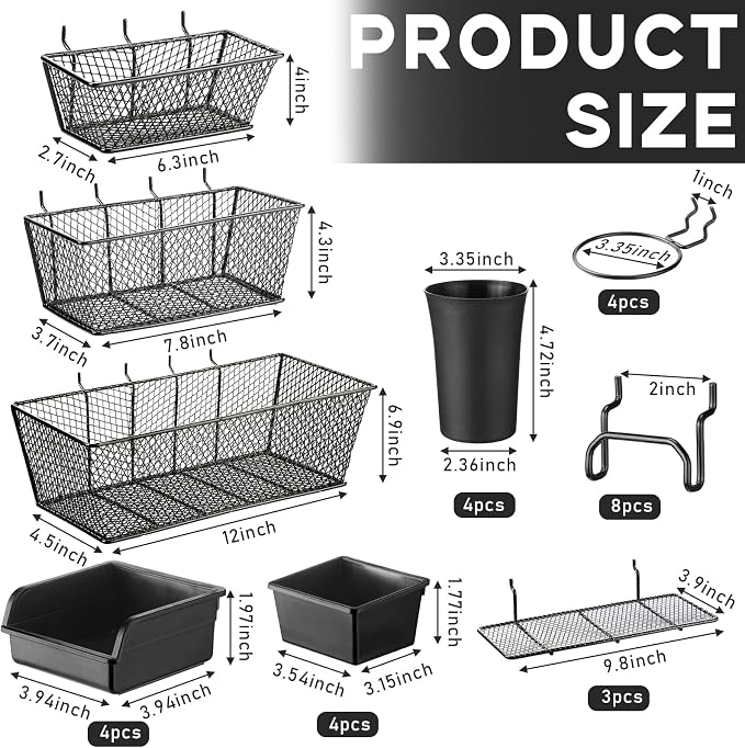 Sieral 30 Pcs Pegboard Organizer Accessories Kit Includes Peg Board Shelving - Image 2
