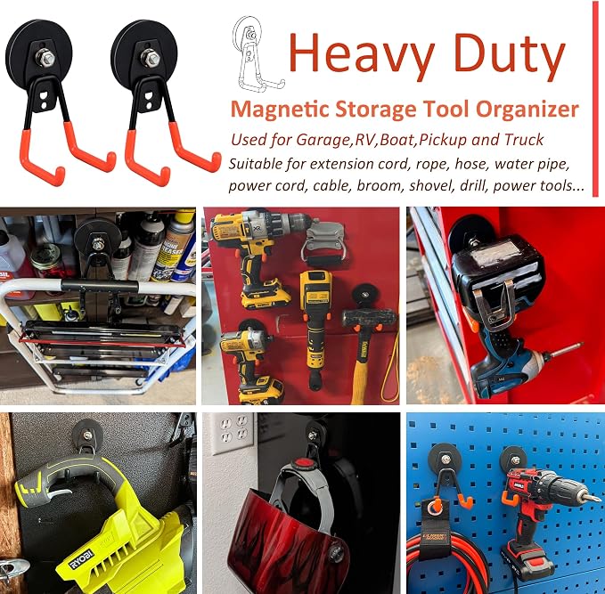 ULIBERMAGNET Heavy Duty Magnetic Garage Hook, 10 Pack Strong Large Magnet Hooks - Image 5