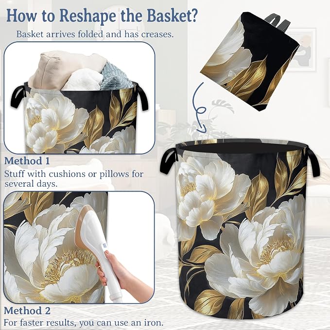 White Flowers Laundry Hamper - Image 6