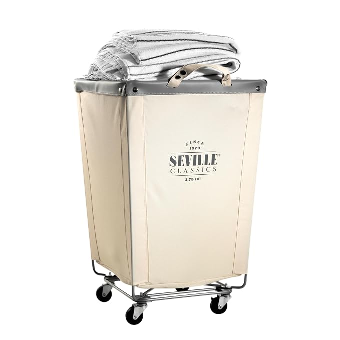 Seville Classics Large Commercial Heavy Duty Rolling Steel Frame Laundry Hamper - Image 3