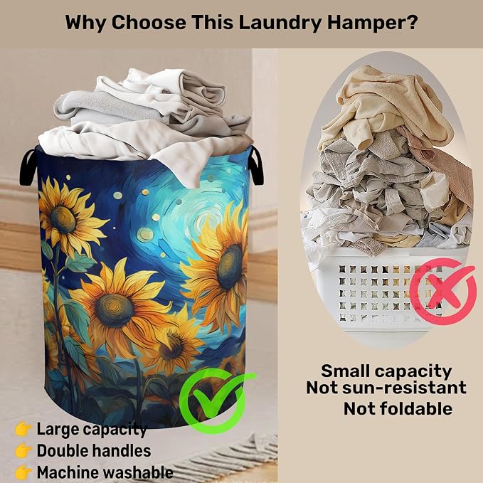 Starry Sky Sunflower Laundry Basket - Image 3