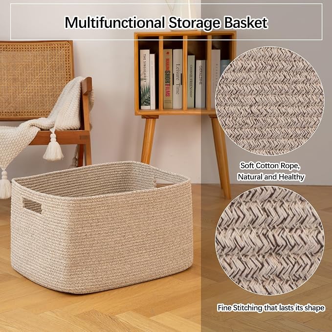 OIAHOMY 75L Large Woven Cotton Rope Storage Basket - Image 5