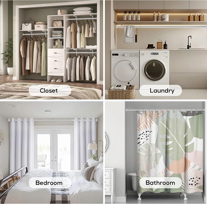 1.3 Inch Diameter Closet Rods for Hanging Clothes 17-51 Inch Adjustable - Image 7