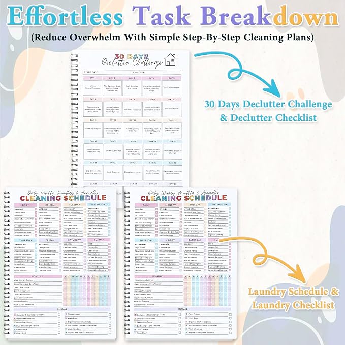4Pcs Adhd Cleaning Planner Schedule and Checklist Organizer, Daily Weekly - Image 3