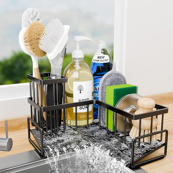 TEAMOLA L-Shaped Kitchen Sponge Holder, Extra Large Sponge Caddy by HOME