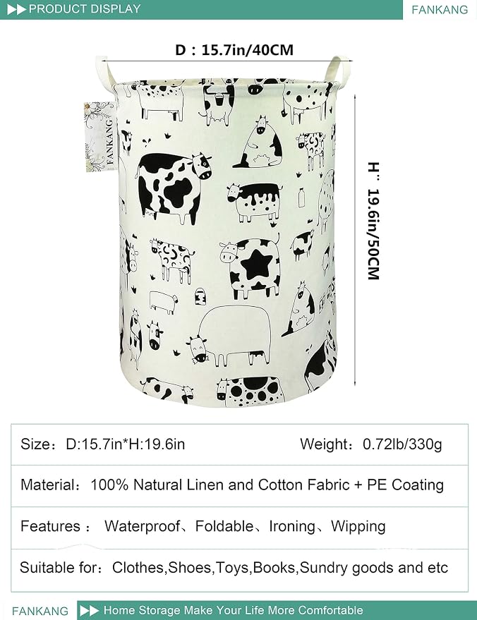 FANKANG Storage Basket, Nursery Hamper Canvas Laundry Basket Foldable - Image 2