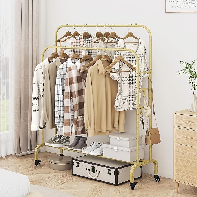SUOERNUO Garment Rack with Wheels Clothing Rack - Image 3