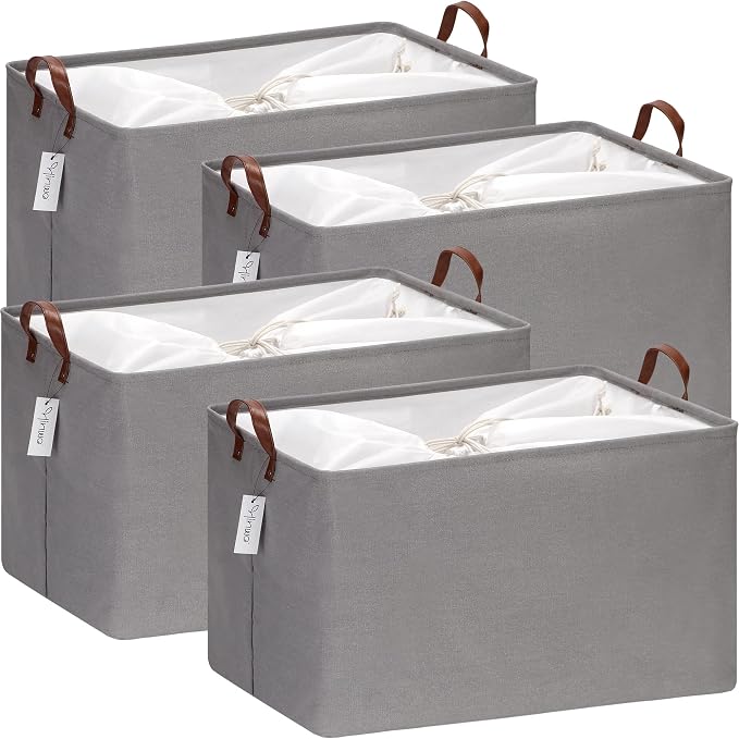 Hinwo 70L Extra Large Storage Bins, Foldable Clothes Storage Baskets by Hinwo