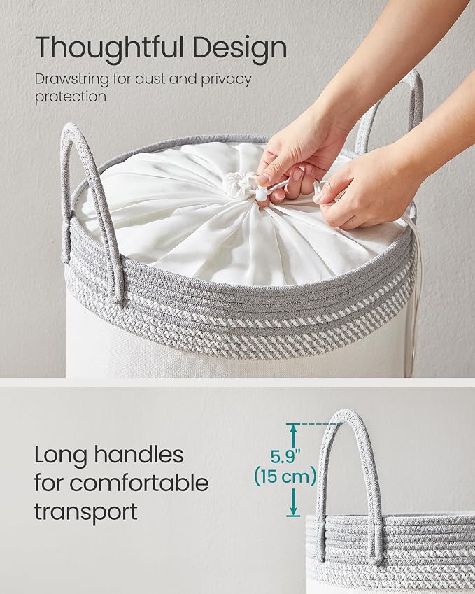 SONGMICS Laundry Hamper, Cotton Rope Laundry Basket - Image 4