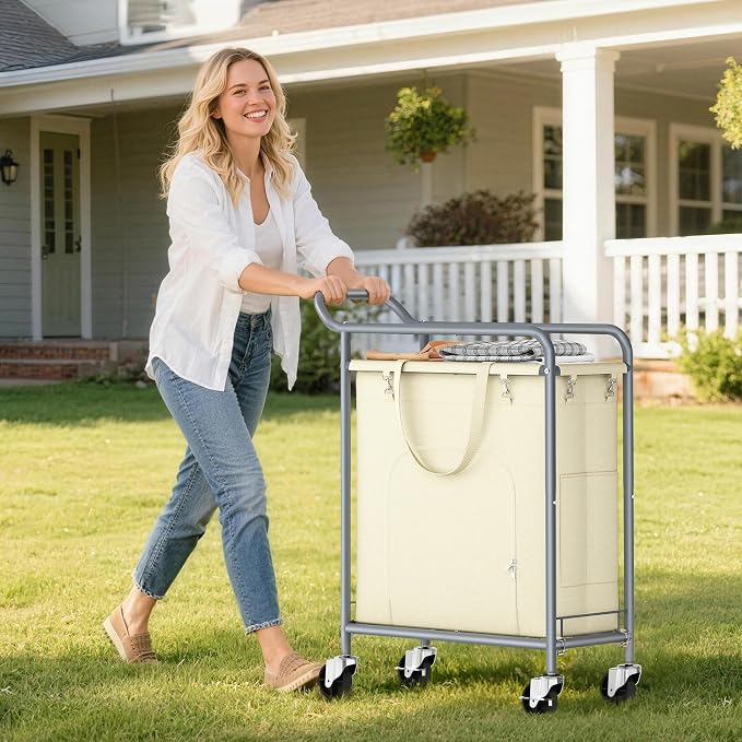 Laundry Basket with Wheels, 150L Large Rolling Laundry Hamper, Heavy-Duty - Image 9
