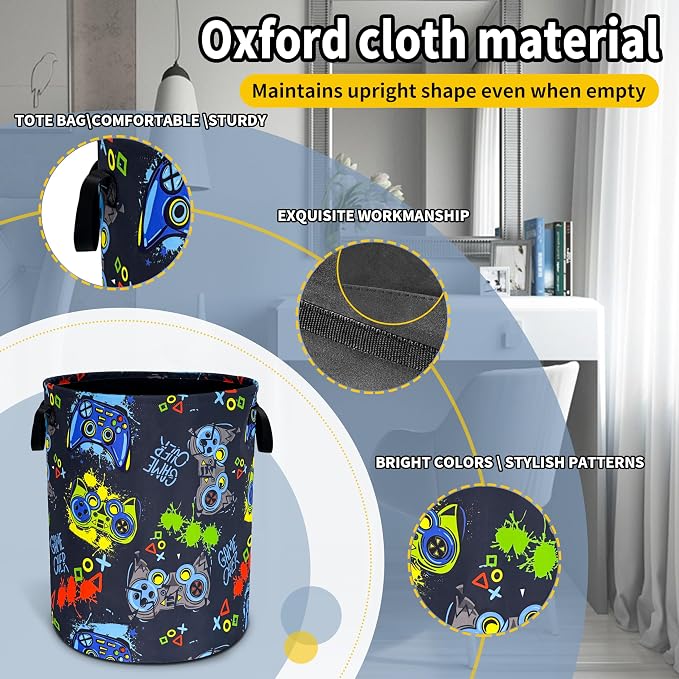 Game Laundry Basket Gamer Game Controller Foldable Waterproof Oxford Cloth - Image 3