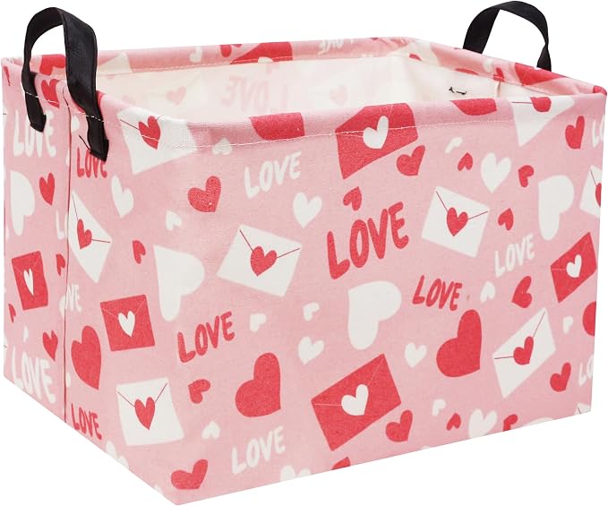 Rectangular Pink Basket Heart Basket Baby Girls Basket Valentines Gift Basket by TIBAOLOVER
