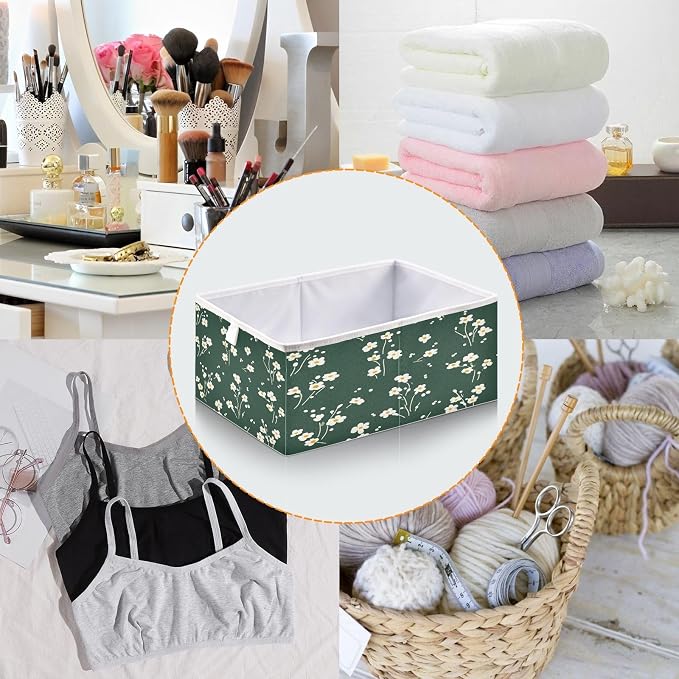 senya Large Storage Bins Small White Flower Collapsible Foldable Storage Cubes - Image 5