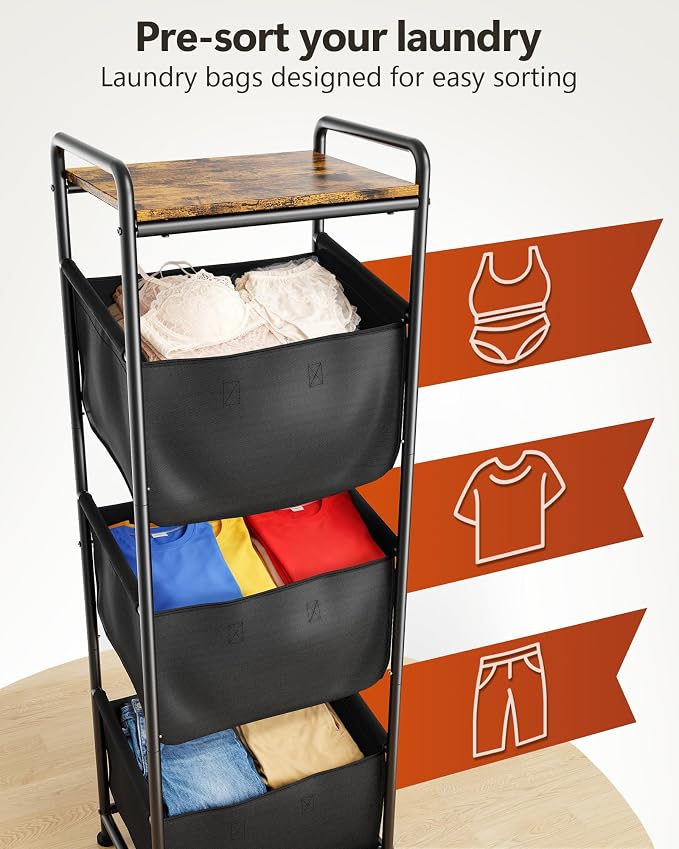 Moforoco Vertical Laundry Sorter 3 Section - Image 2