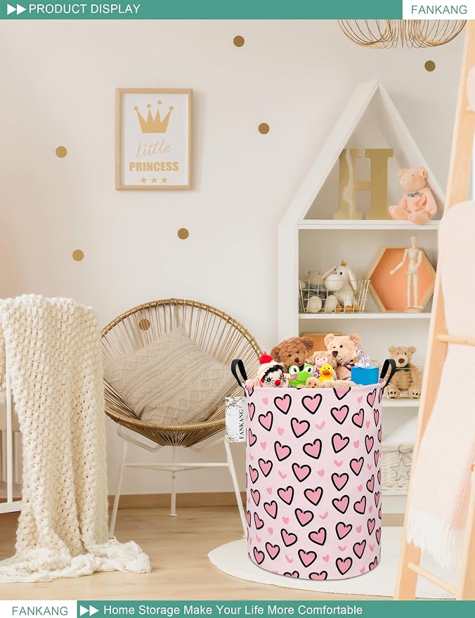 FANKANG Storage Basket, Nursery Hamper Canvas Laundry Basket Foldable - Image 3