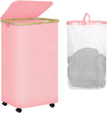 100L Pink Laundry Hamper on Wheels, Large Laundry Hamper by Dyreps