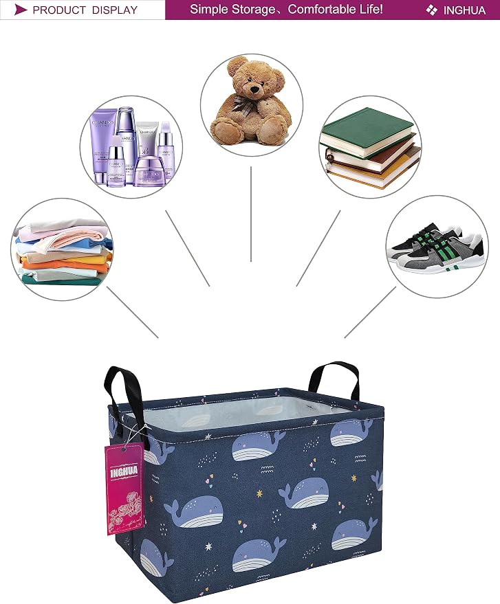 Rectangular Storage Basket Fabric Organizer Bin - Image 4