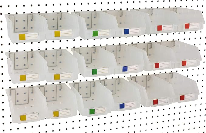 Pegboard Bins – 18 Pack Clear Large by RightArrange