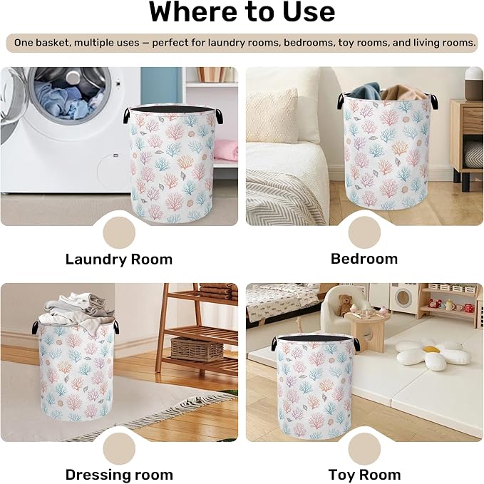 Starfish Coral Foldable Laundry Hamper - Image 4