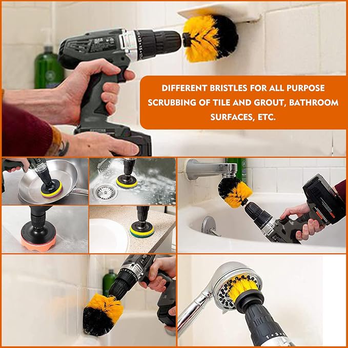 Drill Brush Attachments 20 PCS Scrub Pads & Sponge Power Scrubber Brush - Image 2