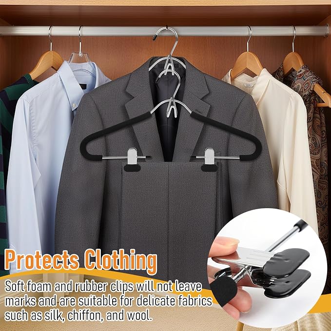 Kathfly 10 Pack Foam Padded Black Suit Hangers - Image 5