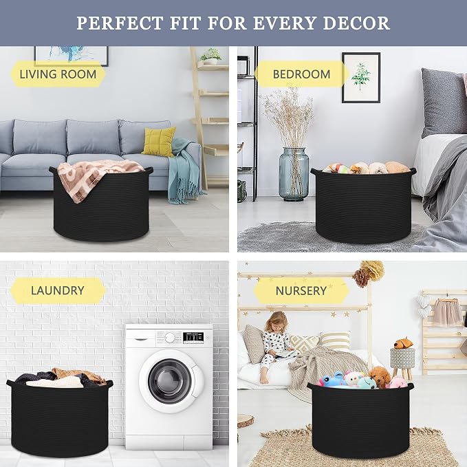 Extra Large Blanket Basket 87L, Laundry Hamper, Baby Nursery Hamper - Image 3