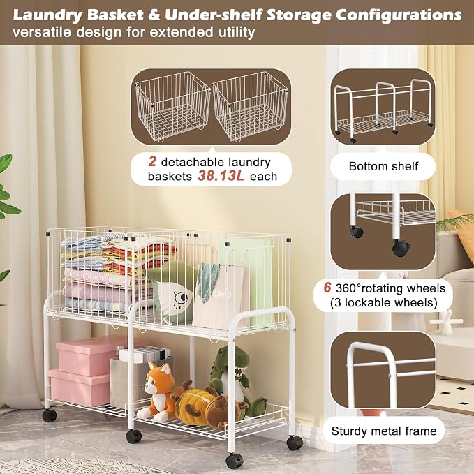 FOLLOWIN Rolling Laundry Cart - Image 5