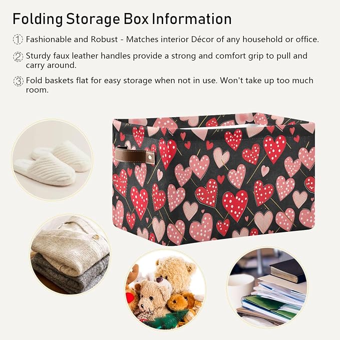 Wamika Happy Valentine's Day Black Storage Basket - Image 4