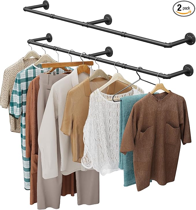 OROPY Clothes Rack, 65.7" Industrial Pipe Clothing Rack 2 Pack by OROPY
