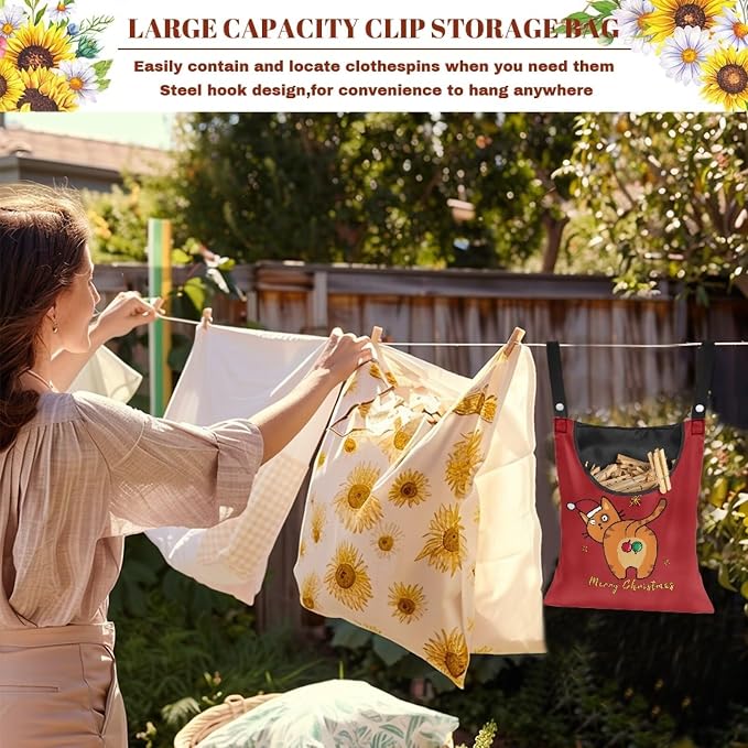 Cute Christmas Cat Hanging Clothes Pin Bag - Image 5