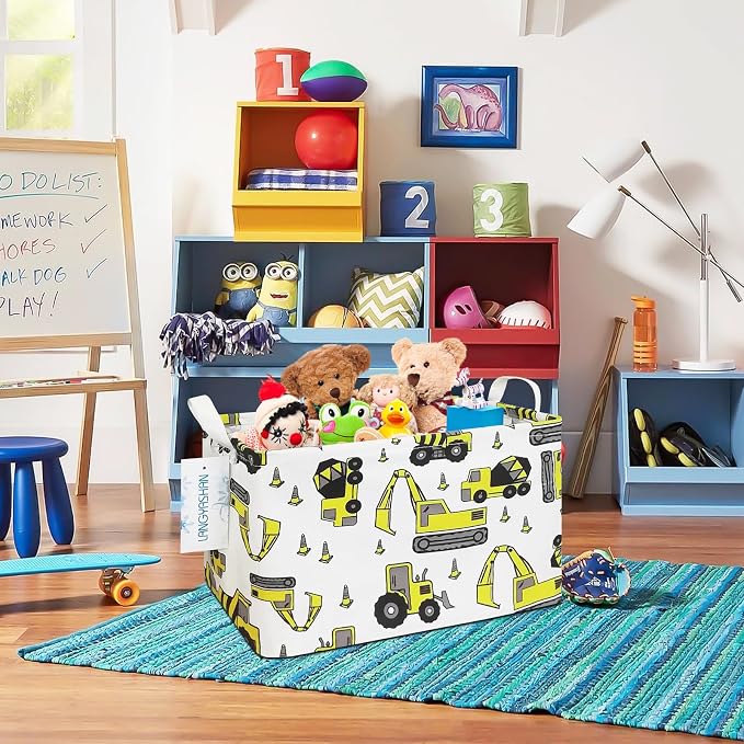 LANGYASHAN Rectangular Storage Bin Collapse Canvas Fabric Cartoon Storage Basket - Image 6