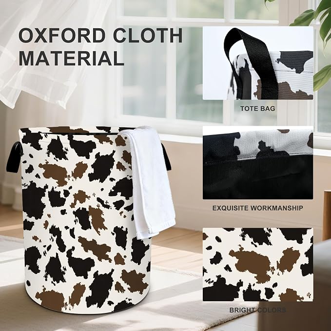 Cow Camo Laundry Basket Storage Bin Foldable Laundry Hamper Clothes Storage - Image 3