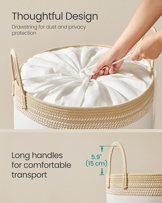 SONGMICS Laundry Hamper, Cotton Rope Laundry Basket - Image 5