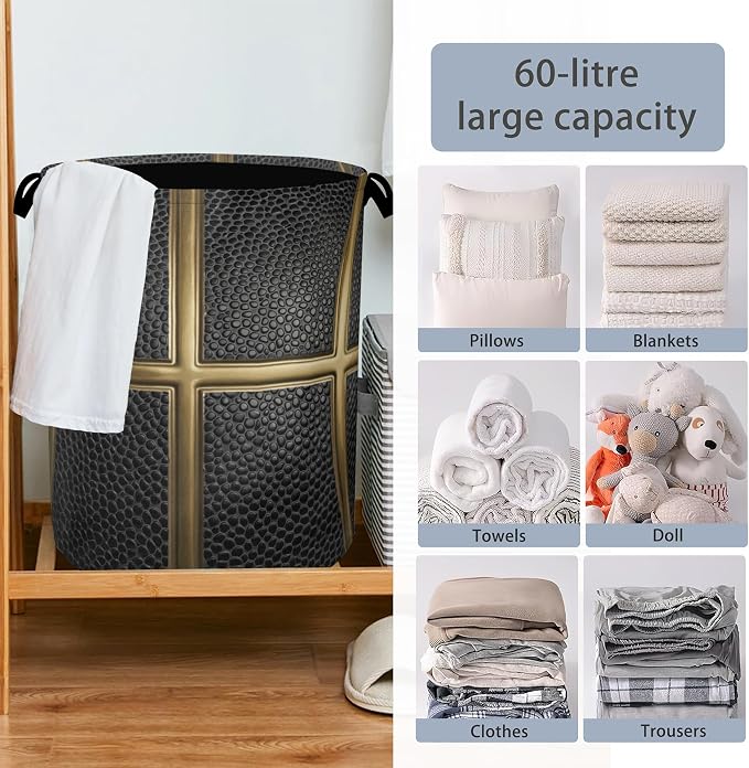 Basketball Gold Laundry Basket, Foldable - Image 6