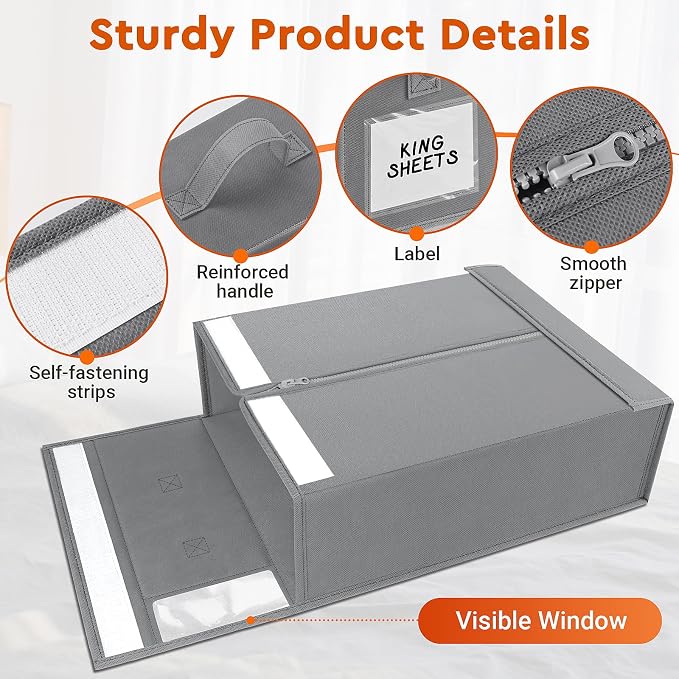 8 Pack Bed Sheet Closet Organizers and Storage, Sturdy Foldable Storage - Image 5