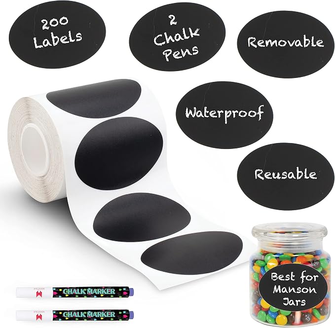 Mantah Oval Chalkboard Labels 200pcs by Mantah