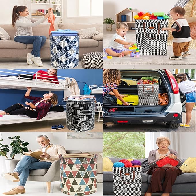 80L Waterproof Laundry Hamper in Family Leather Handle Laundry Basket in - Image 7